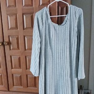NWOT SHEIN Gray Flare Long Sleeve Ribbed Maxi Dress, 2XL